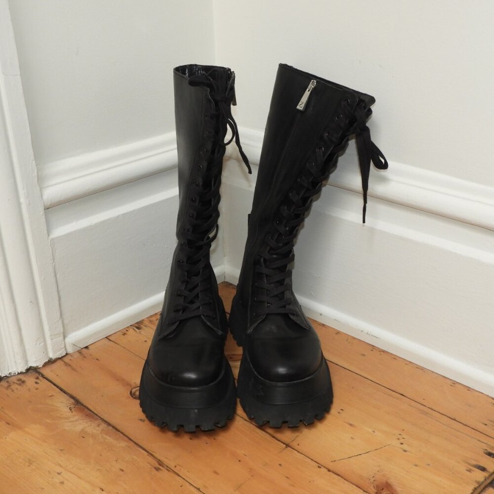 Zara Lace Combat Platform Boots